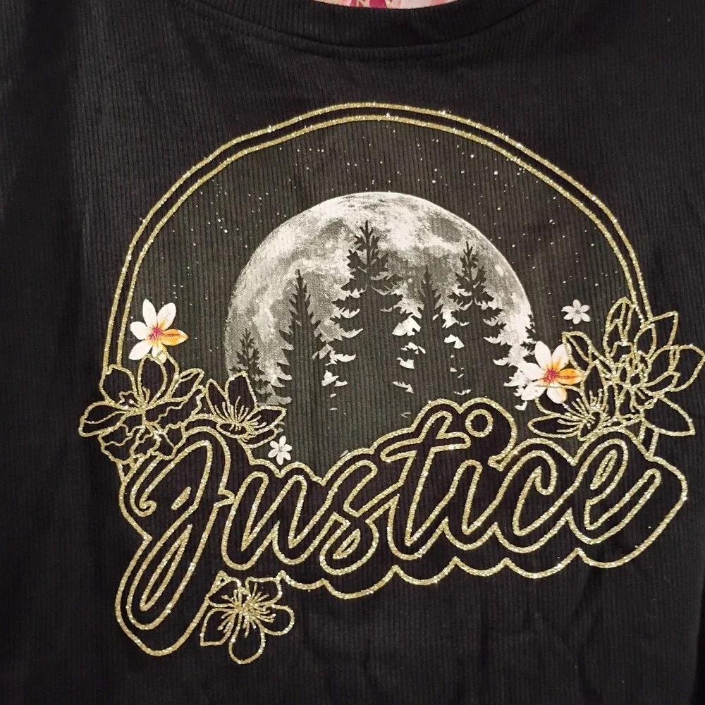 Justice Girls Long Sleeve Graphic Shirt With Sports Bra Underneath Large (12-14)